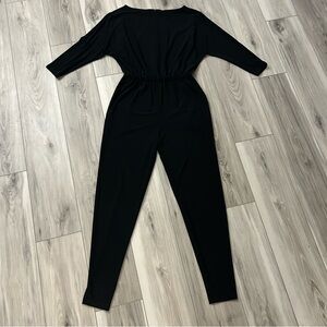 Lauren Ralph Lauren Solid Black Jumpsuit Size 2 Pockets 3/4 Sleeve